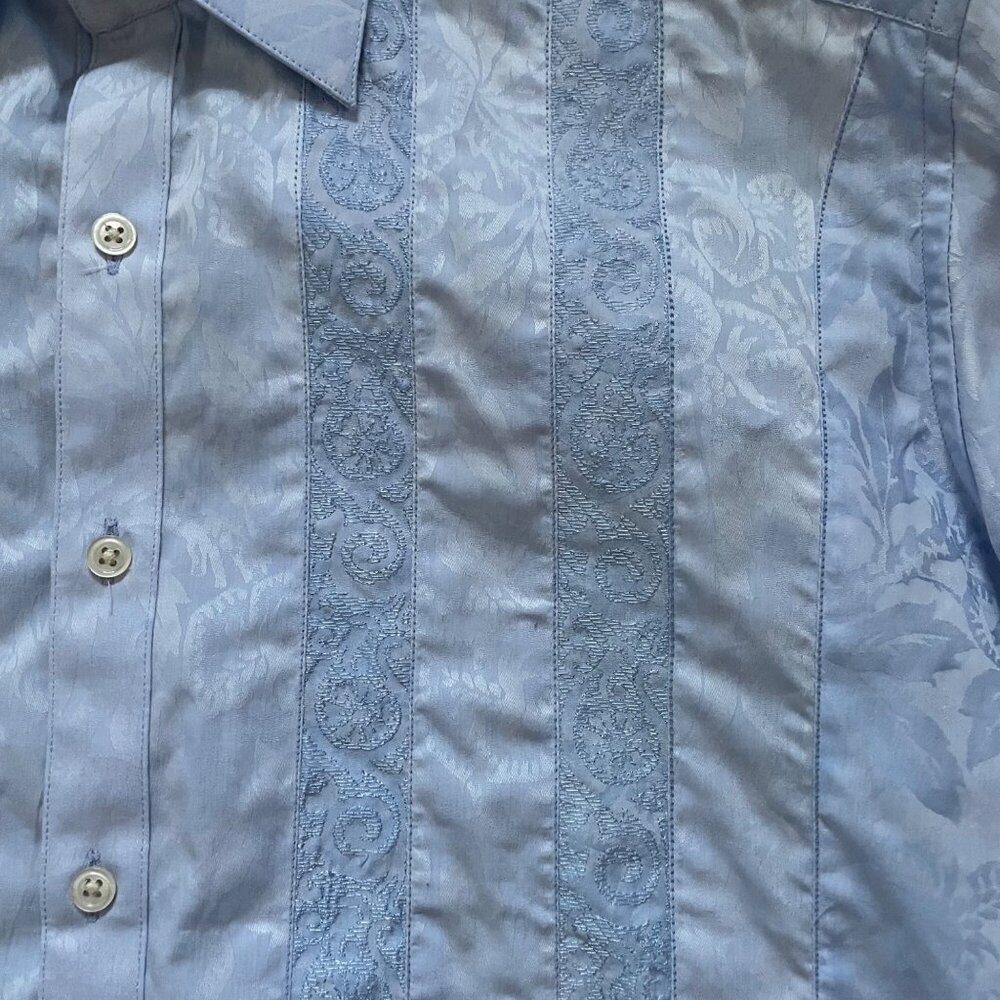 Robert Graham Embroidered Mens Long Sleeve Blue Dress Shirt LT/GT - Picture 2 of 9